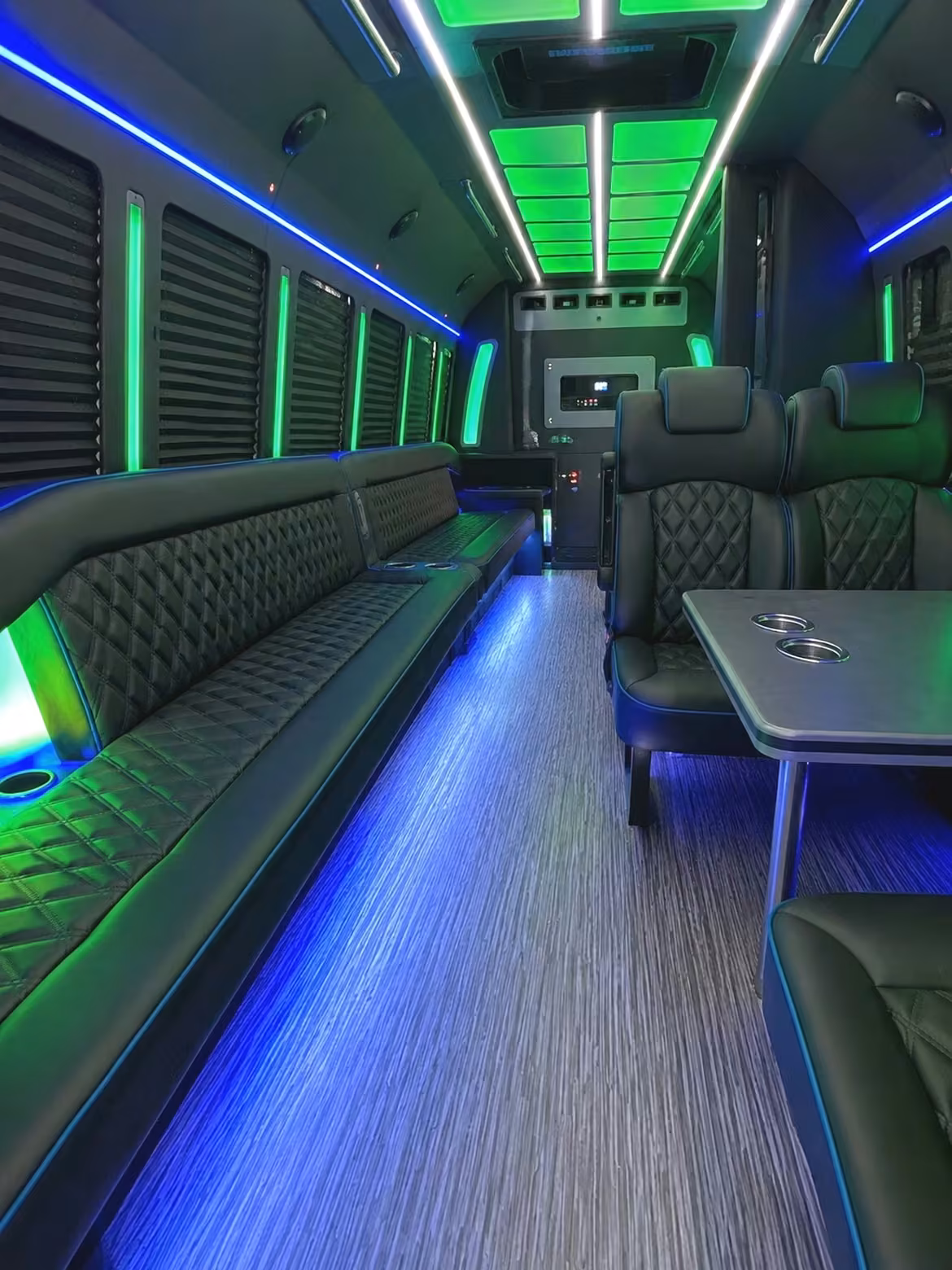 20 passenger party bus inside