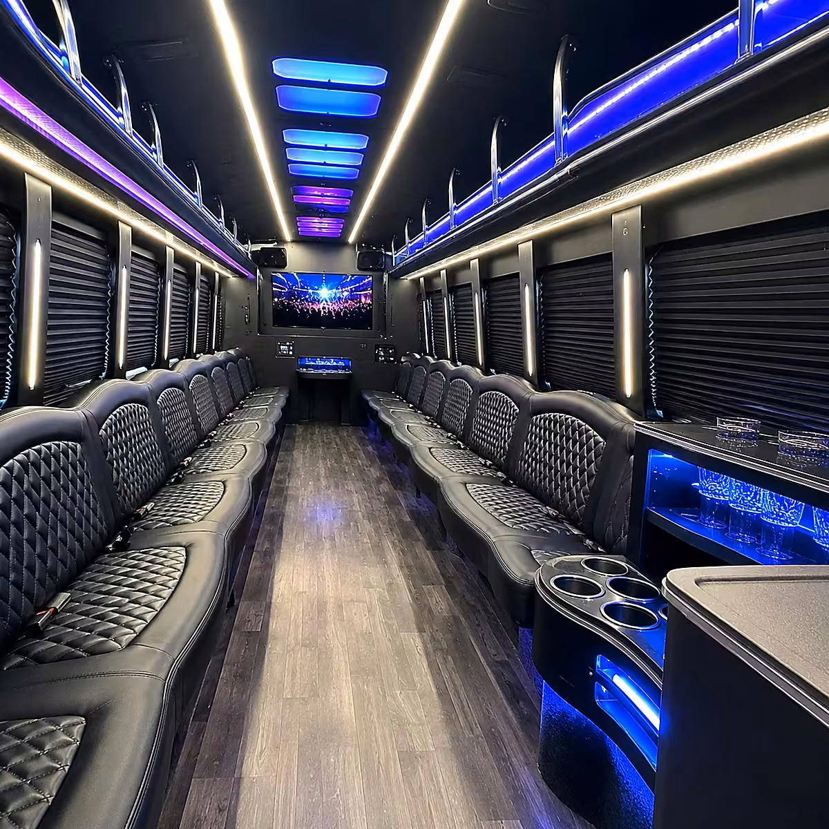 40 passenger party bus interior